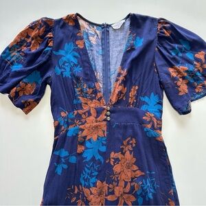 Floral Cropped Jumpsuit with Plunging Neckline